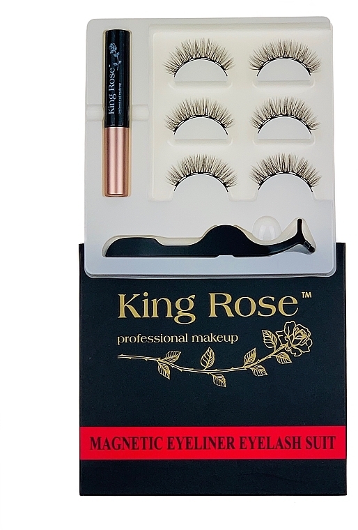 Magnetic Lashes Set with Applicator & Magnetic Eyeliner, 3 pairs, 2088 - King Rose — photo N6