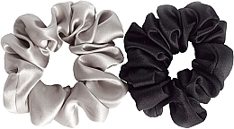 Natural Silk Hair Scrunchies, size M, grey+black - de Lure Scrunchie Set — photo N10