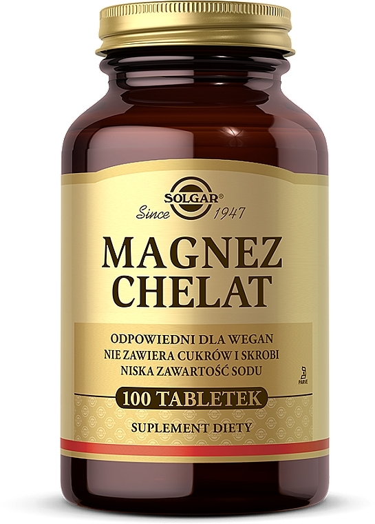 Dietary Supplement for Better Calcium Absorption "Chelated Magnesium" - Solgar Chelated Magnesium — photo N2