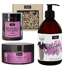 Set - LaQ Magnolia (sh/gel/500ml + butter/200ml + candle/180g) — photo N4