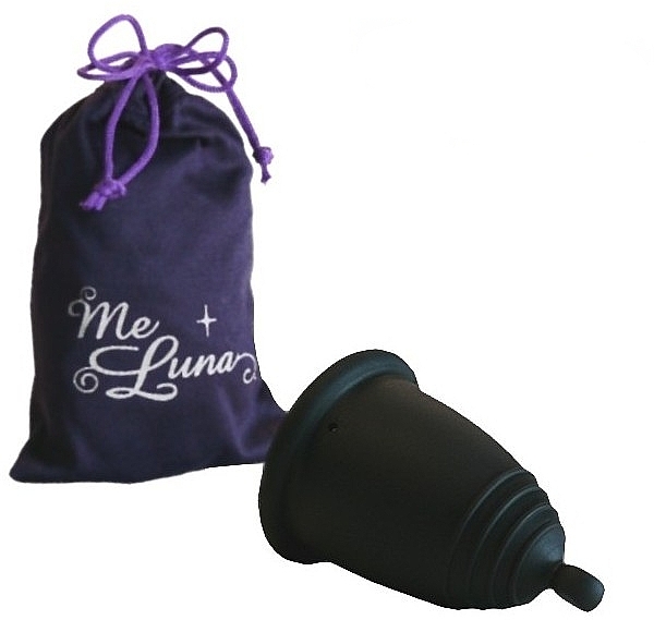 Menstrual Cup with Ball Handle, M-size, black - MeLuna Classic Menstrual Cup Stem — photo N2