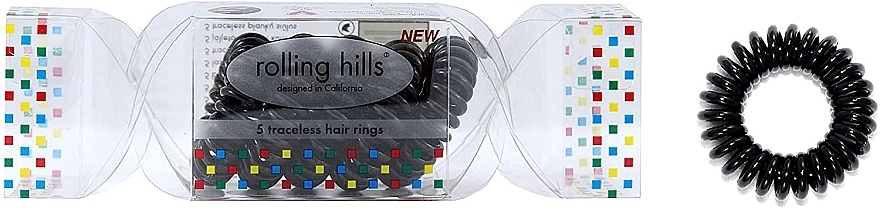 Traceless Hair Rings, black - Rolling Hills 5 Traceless Hair Rings Cracker Black — photo N1