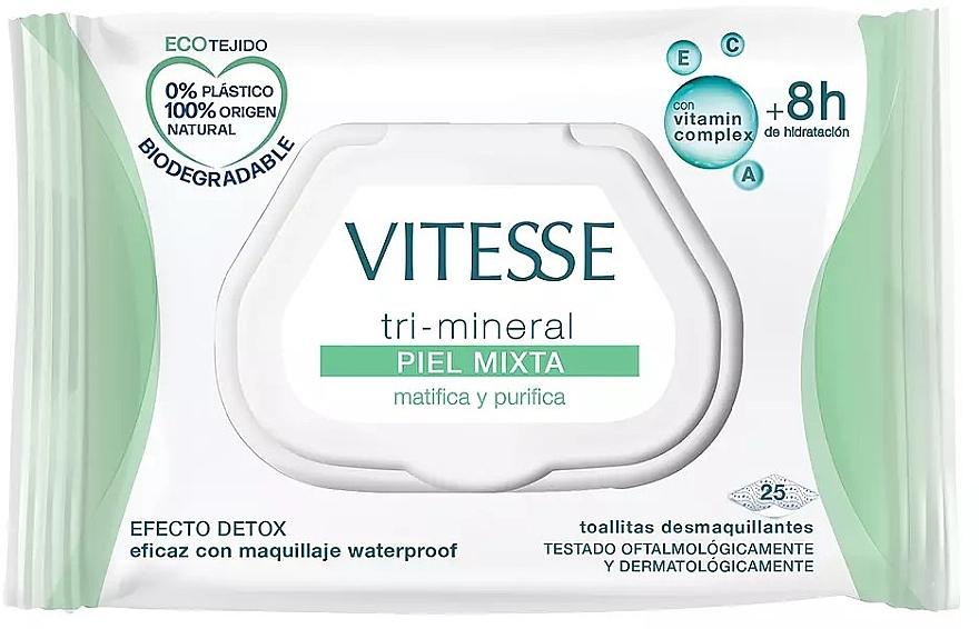 Makeup Remover Wipes for Combination Skin - Vitesse Make Up Remover Wipes Tri-Mineral — photo N1