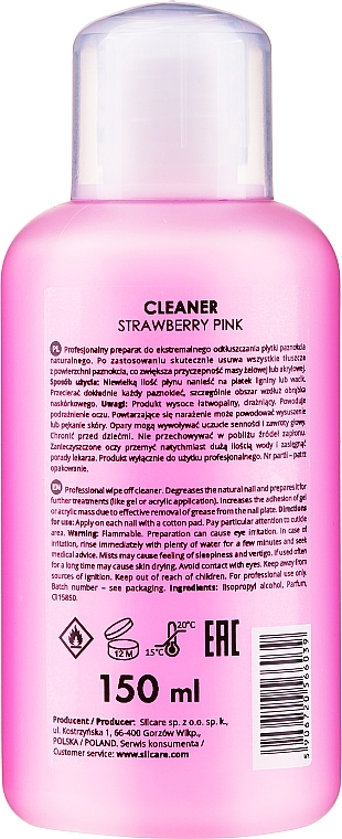 Nail Degreaser "Strawberry" - Silcare Cleaner The Garden of Colour Strawberry Pink — photo N2