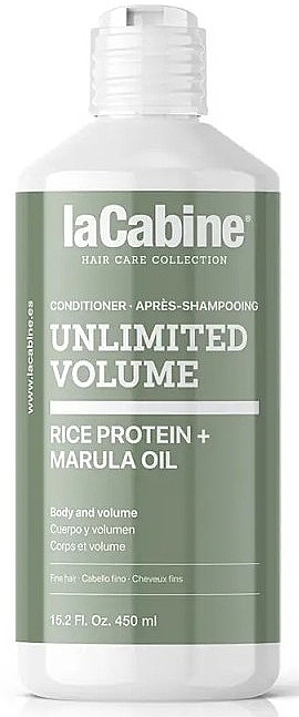 Hair Volume Conditioner - La Cabine Unlimited Volume Rice Protein + Marula Oil Conditioner — photo N1