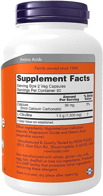 Dietary Supplement "L-Citrulline", 750 mg - Now Foods L-Citrulline Veg Capsules — photo N20