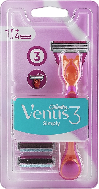 Razor with 4 Refill Cartridges - Gillette Simply Venus 3 — photo N4