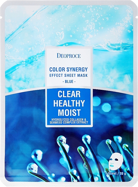 Sea Water and Collagen Face Sheet Mask - Deoproce Color Synergy Effect Sheet Mask Blue  — photo N2