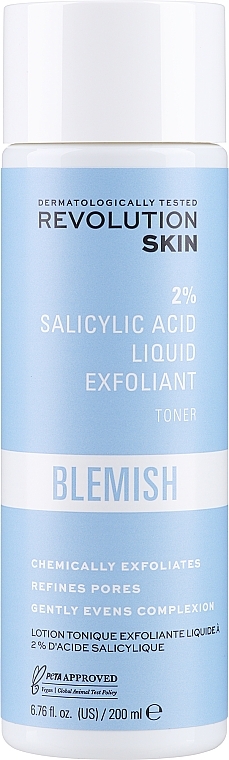 Face Toner with Salicylic Acid 2% - Revolution Skincare 2% Salicylic Acid BHA Anti Blemish Liquid Exfoliant Toner — photo N5