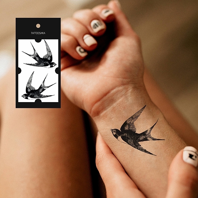 Temporary Tattoo "Two Swallows" - Tattooshka — photo N4