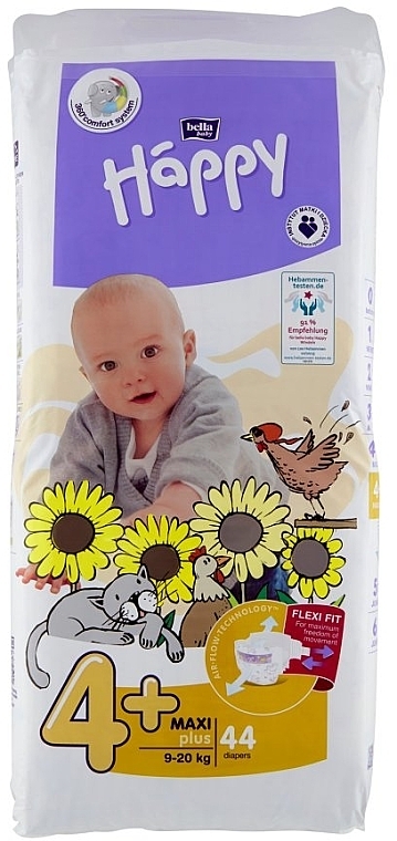 Baby Diapers 9-20 kg, size 4, 44 pcs - Bella Baby Happy — photo N1