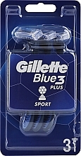 Disposable Razors, 3 pcs, black and blue - Gillette Blue3 Comfort Football — photo N1