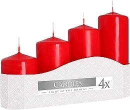 Fragrances, Perfumes, Cosmetics Cylindrical Candle Set, red, 4 pcs. - Bispol