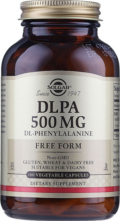 Dietary Supplement "Amino Acid Complex" 500mg - Solgar DLPA DL-Phenylalanine — photo N3