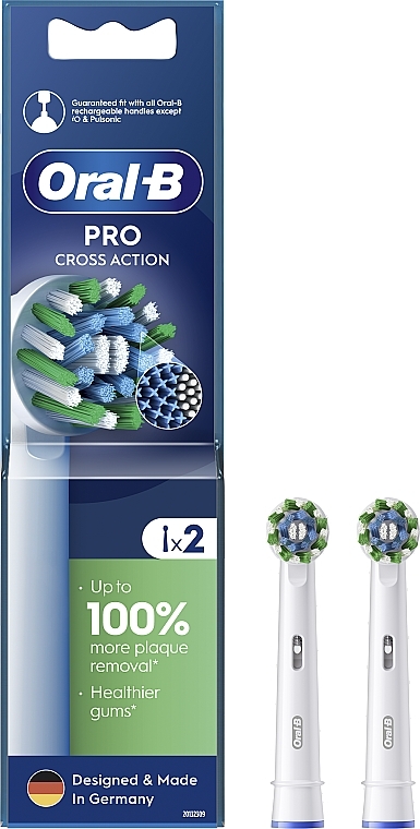 Replacement Head for Electric Toothbrush, 2 pcs - Oral-B Pro Cross Action White — photo N1