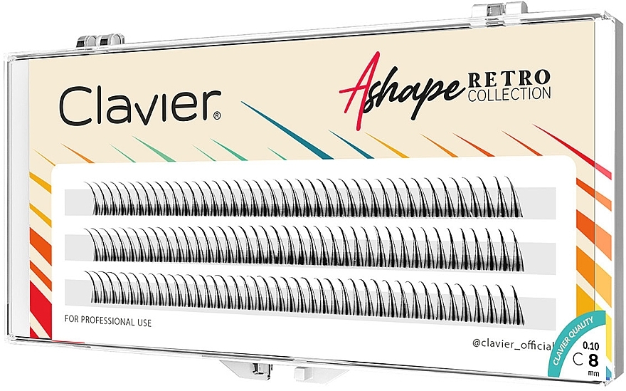 Individual Lashes, C, 8 mm - Clavier A-Shape Retro Collection  — photo N1