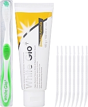 Fragrances, Perfumes, Cosmetics Set 'For Smokers', light-green brush - White Glo Smokers Formula Whitening Toothpaste (t/paste 100 ml + t/brush + toothpicks)