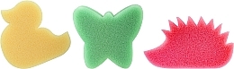 Fragrances, Perfumes, Cosmetics 3-Piece Baby Bath Sponge Set, orange duck+green butterfly+pink hedgehog - Ewimark