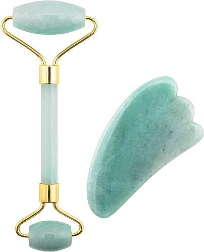 Set - Palsar7 Green Aventurine Jade Roller & Gua Sha Set (roller/1pcs + m/plate/1pcs) — photo N4