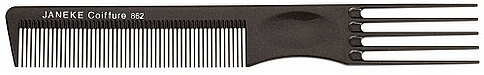 Comb, black - Janeke Polycarbonate Toupierkamm 862, Titanium — photo N1