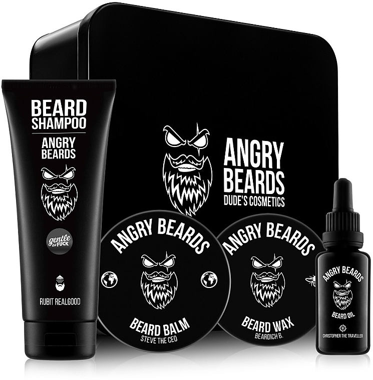 Set - Angry Beards The Traveller (beard/sham/250ml + b/oil/30ml + b/balm/50ml + b/wax/30ml) — photo N1