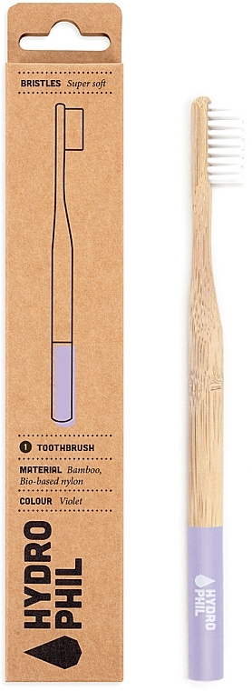 Bamboo Toothbrush, soft, purple - Hydrophil Bambus Toothbrush Super Soft Purple — photo N1