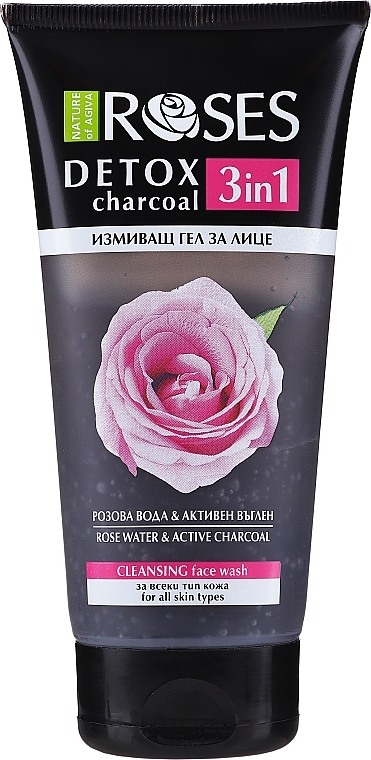 Cleansing Rose Water & Charcoal Face Gel - Nature Of Agiva Roses Detox Charcoal 3 In 1 Cleansing Face Wash — photo N6