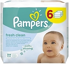 Baby Wet Wipes, 6x64 pcs - Pampers Fresh Clean Wipes — photo N1