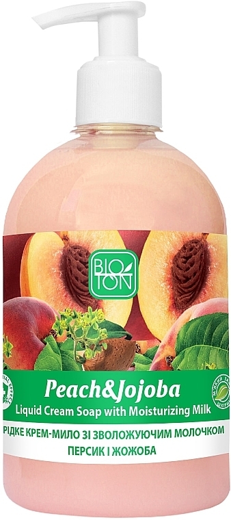 Liquid Cream Soap "Peach & Jojoba" - Bioton Cosmetics Active Fruits Peach & Jojoba Soap — photo N1