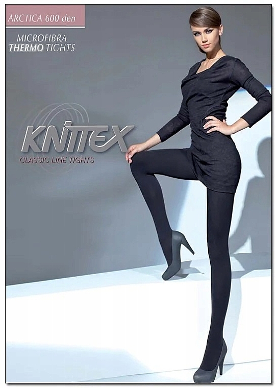 Microfiber Fleece Tights 'Arctica' 600 Den, choco - Knittex — photo N1