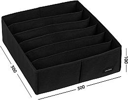 Storage Organiser with 6 Compartments 'Home', black 30x30x10 cm - MAKEUP Drawer Underwear Organizer Black — photo N26