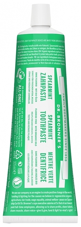 Mint No Fluoride Toothpaste - Dr Bronner's Spearmint Toothpaste — photo N1