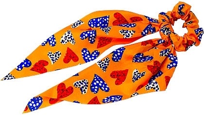 Scarf Scrunchie, orange heart print - Lolita Accessories — photo N1