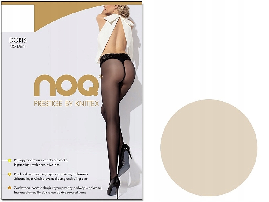 Tights 'Doris', 20 Den, lace belt, visone - Knittex — photo N1