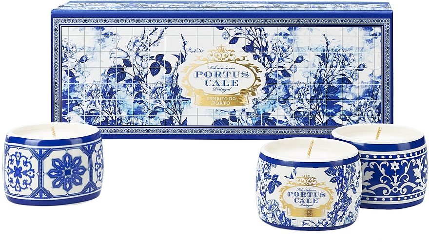 Set - Portus Cale Gold & Blue Fragranced Candle Set (candle/3x70g) — photo N1