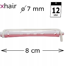 Cold Curling Rollers, d7 mm, white and pink, 12 pcs. - Xhair — photo N2