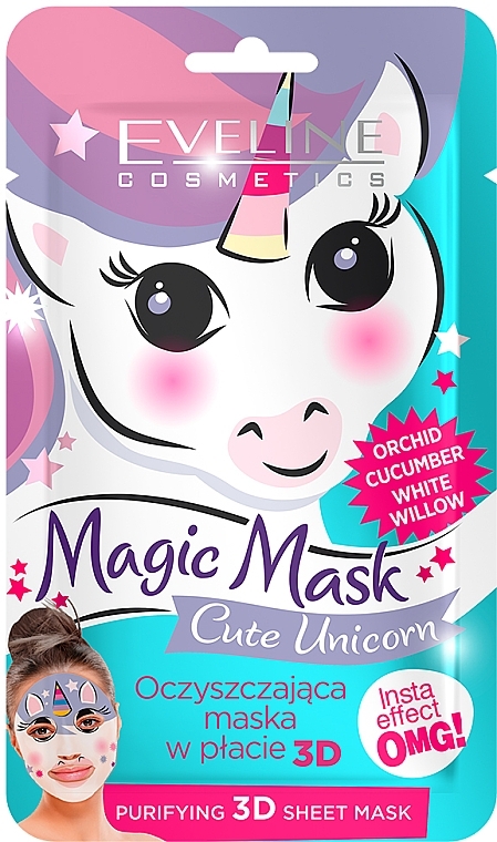 Cleansing Face Mask - Eveline Cosmetics Magic Mask Cute Unicorn — photo N1