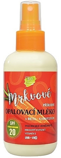 Sunscreen Lotion with Carrot Extract - Vivaco Natural Sunscreen Lotion with Carrot Extract SPF 20 — photo N1
