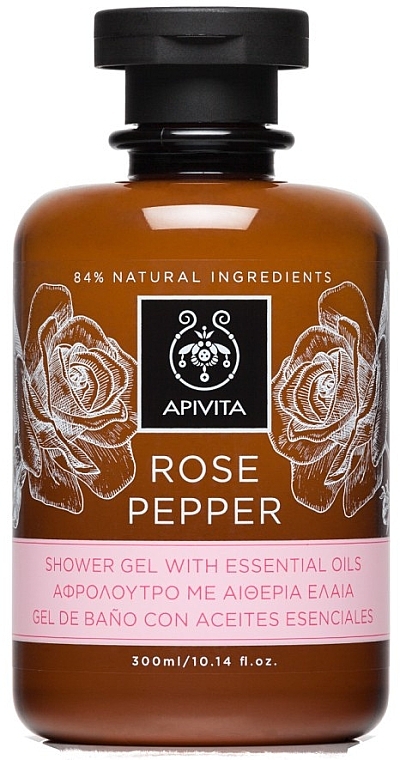 Shower Gel with Essential Oils "Rose and Pepper" - Apivita Shower Gel Rose & Black Pepper — photo N2