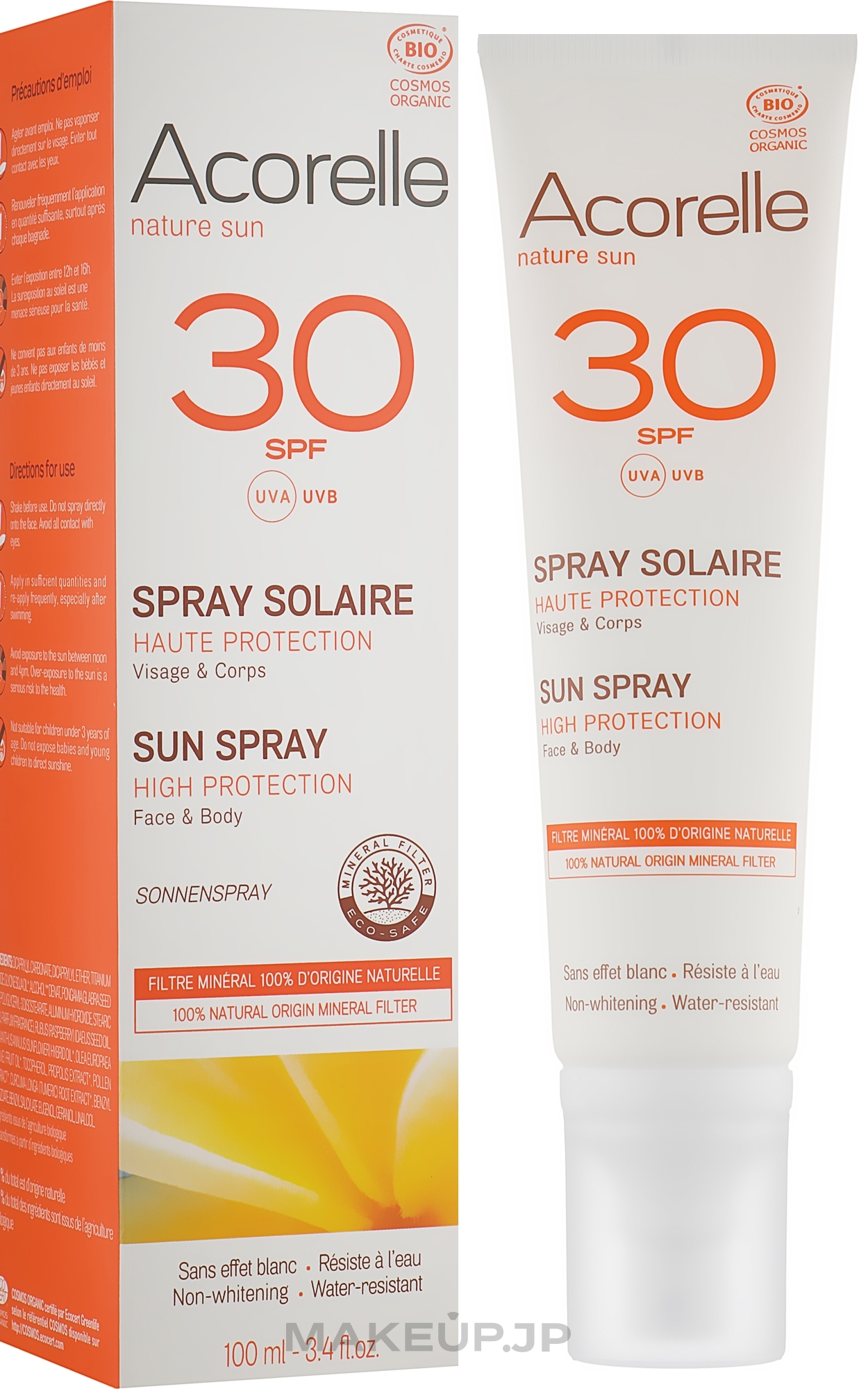 Organic Sun Spray SPF 30 - Acorelle Sun Spray High Protection Face & Body — photo 100 ml