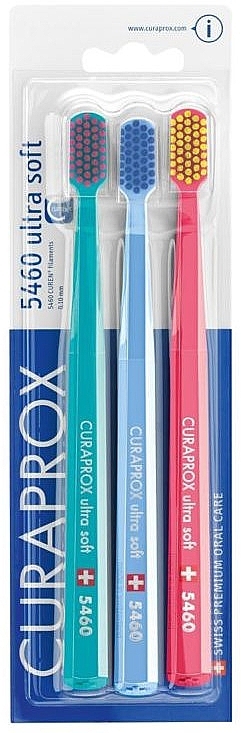 Toothbrush Set, 5460 Ultra Soft, turquoise, blue, pink - Curaprox — photo N1