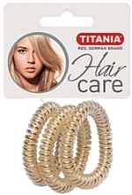 Anti Ziep Hair Tie, plastic, golden, 3 pcs, 5 cm - Titania — photo N5