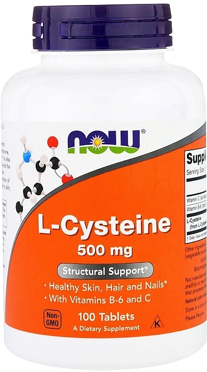 L-Cysteine Dietary Supplement, 500mg - Now Foods L-Cysteine Tablets — photo N1