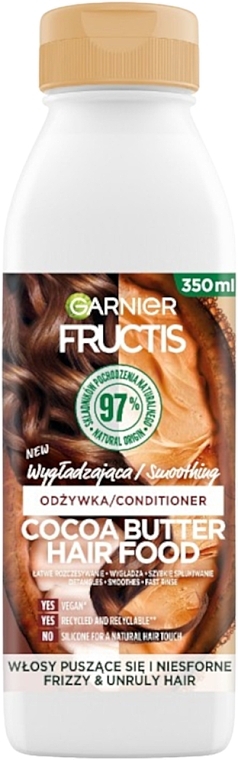 Smoothing Conditioner for Frizzy & Unruly Hair, - Garnier Fructis Cocoa Butter Hair Food Conditioner — photo N4
