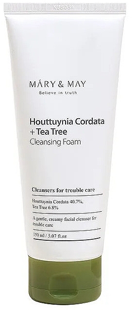 Face Cleansing Foam for Problem Skin - Mary & May Houttuynia Cordata+Tea Tree Cleansing Foam — photo N1