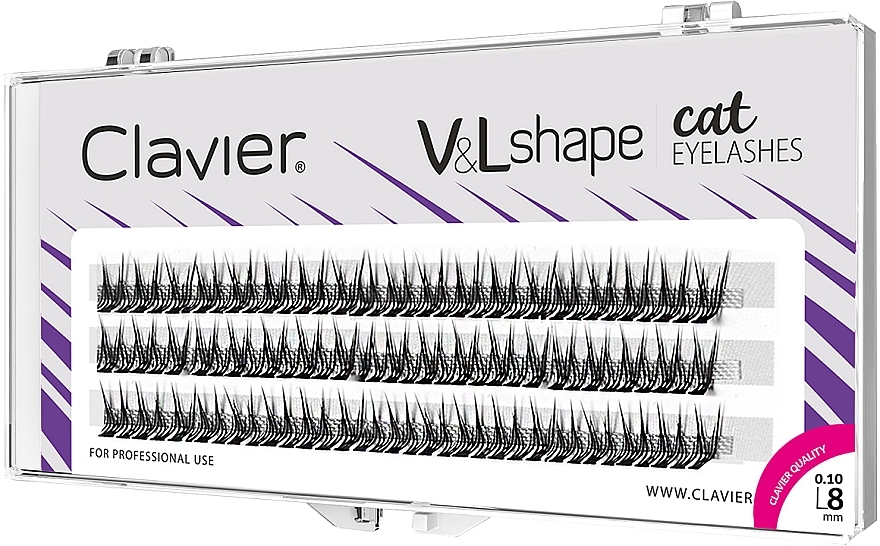 Lash Individuals L, 8 mm - Clavier V&L Shape Cat Eyelashes — photo N1