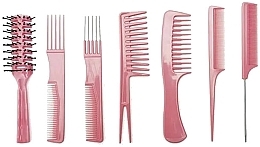 Professional Hair Brush Set - Bifull Professional Peine Set 7 Set Pink — photo N1