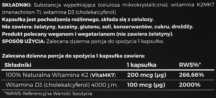 Vitamin K2 200 mg + D3 4000 j.m. Dietary Supplement, capsules - Laborell — photo N2