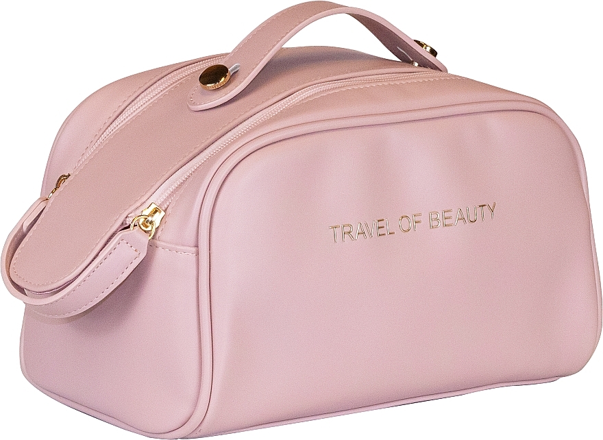 Soft Pink Cosmetic Bag with Flap, 418020, eco-leather - Inter-Vion — photo N1