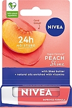 Fragrances, Perfumes, Cosmetics Lip Balm "Peach Shine" - Nivea Lip Care Peach Shine Lip Balm